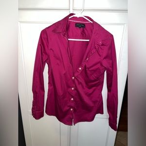 Womens Banana Republic Size 10 Purple Magenta Button Down Dress Shirt Work Fit